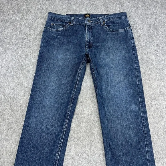 Lee Jeans Mens 38x30 Blue Straight Stretch Denim Medium Wash Pants FITS38x29 - Picture 5 of 15